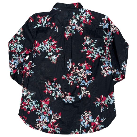 EUC Women's LAUREN RALPH LAUREN Dobby Blouse Floral Button Up Shirt | Size L - Picture 3 of 11